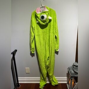 Vibrant Green and Pink Fuzzy Onesie Disney Monsters Inc. Mike Wasowski